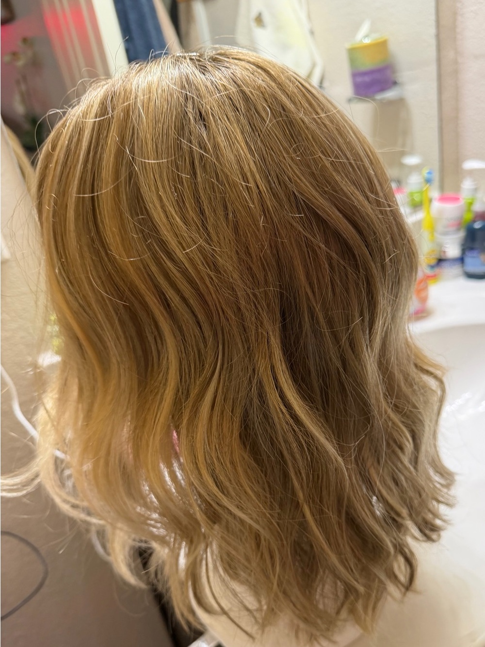 Human Hair !! Light Blonde Wavy Hairpiece - Women's Fashion Hair Accessory